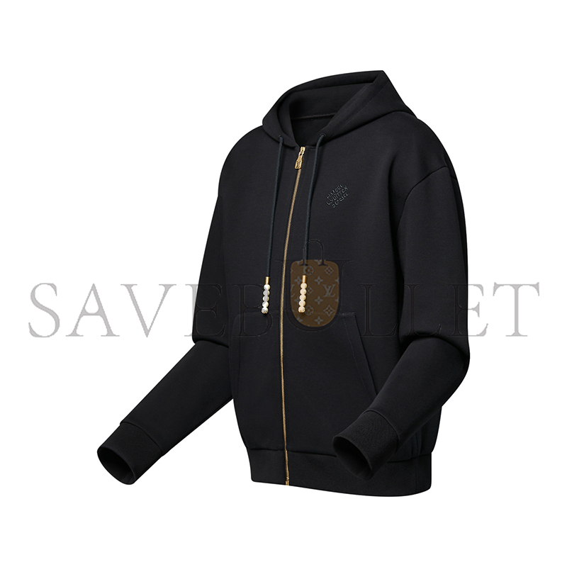 LOUIS VUITTON EMBROIDERED ZIPPED JERSEY HOODIE 1AGILT